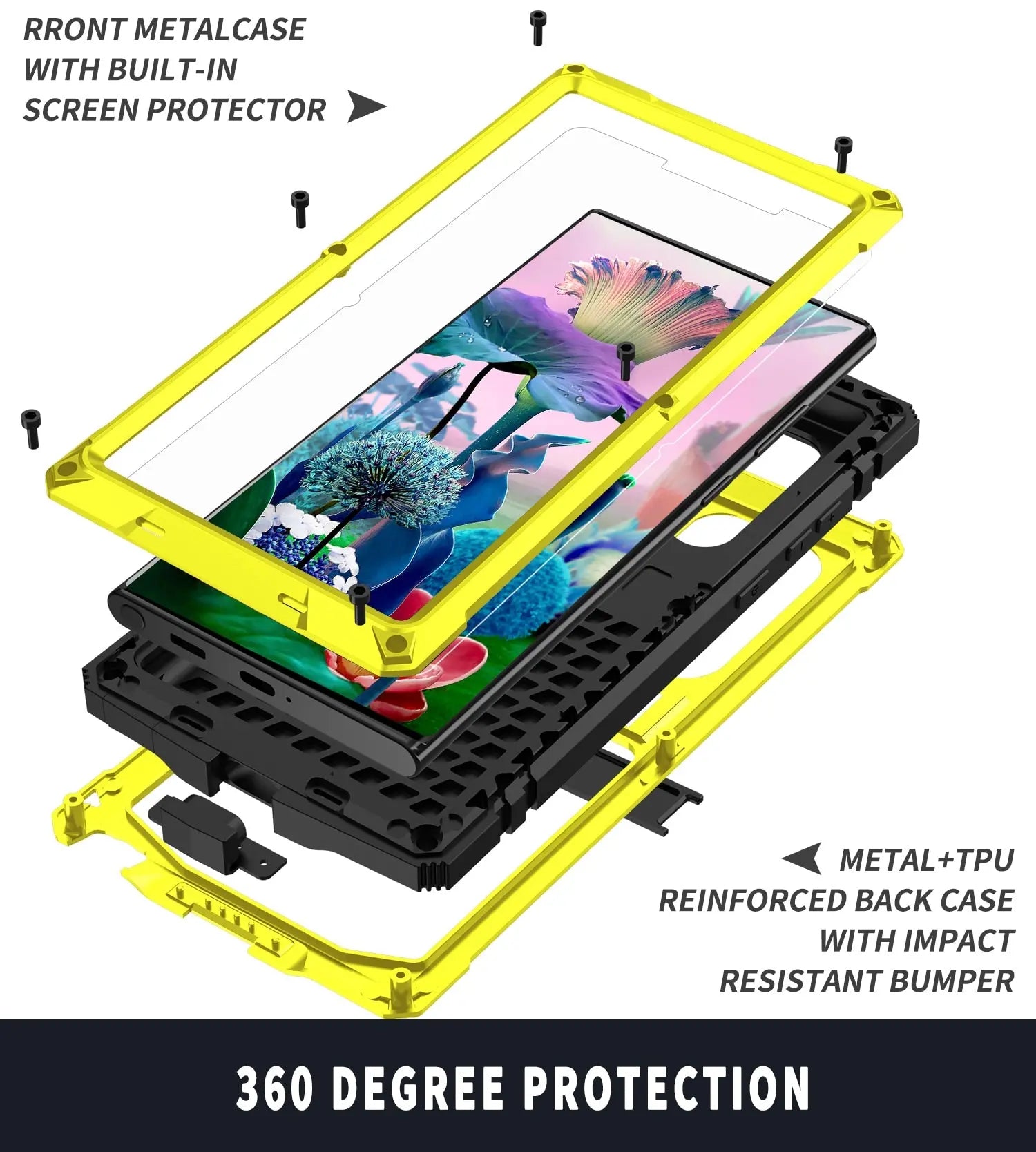 Robuster 360°-Komplettschutz aus Metall in Militärqualität für Samsung S23 Ultra