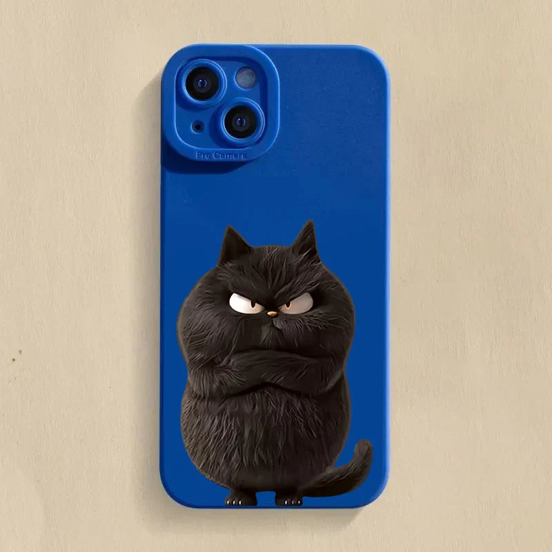 Blauer stoßfester Katzen-Silikon-Handyhülle für iPhone