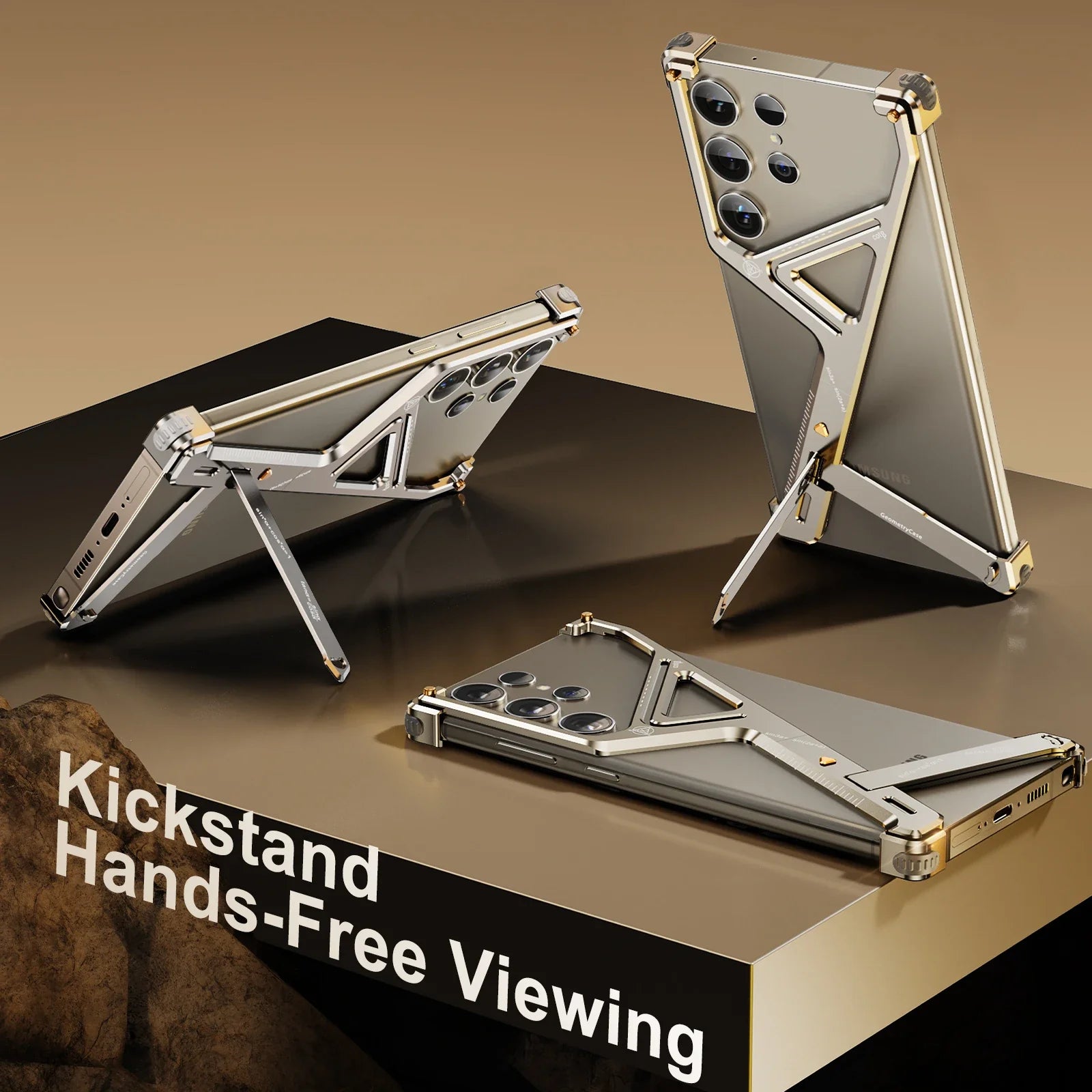 Neue Luxus Ultra Slim Rahmlose Schutzhülle Bumper Mit Kickstand Für Samsung Galaxy S24 Ultra