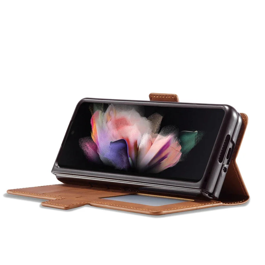 Magnetische Flip-Abdeckung Samsung Z Fold Leder Geldbörse Hülle