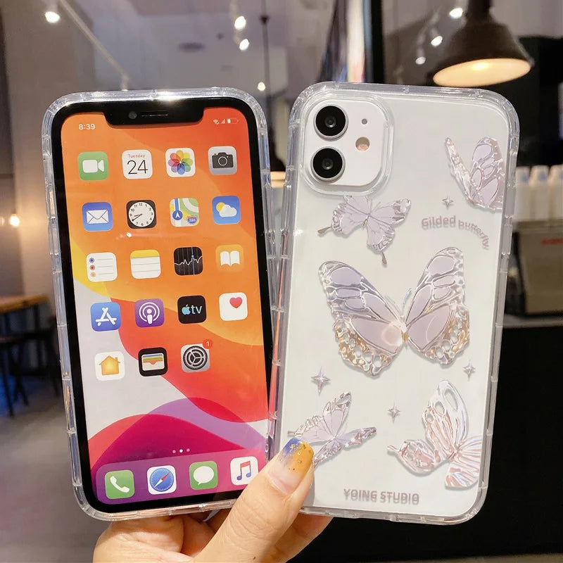 Bedruckte Herzmuster iPhone Stoßfeste Klarsicht-Hülle