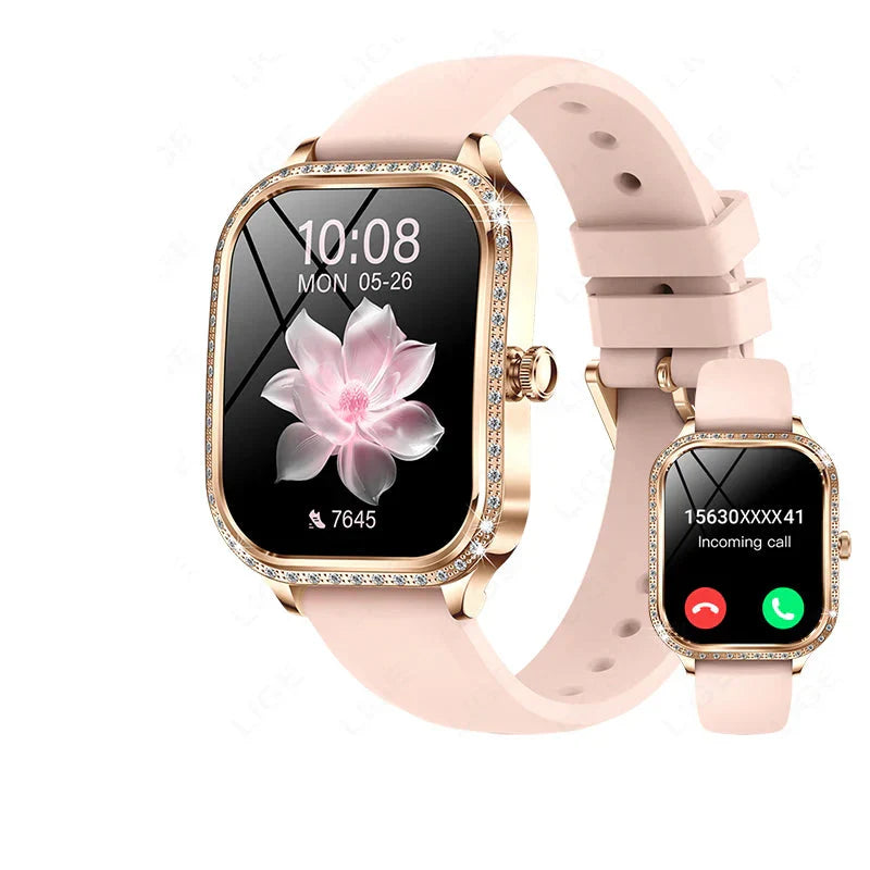 Stylische wasserdichte Smartwatch für Frauen mit Fitness-Tracking & Bluetooth-Anruffunktion