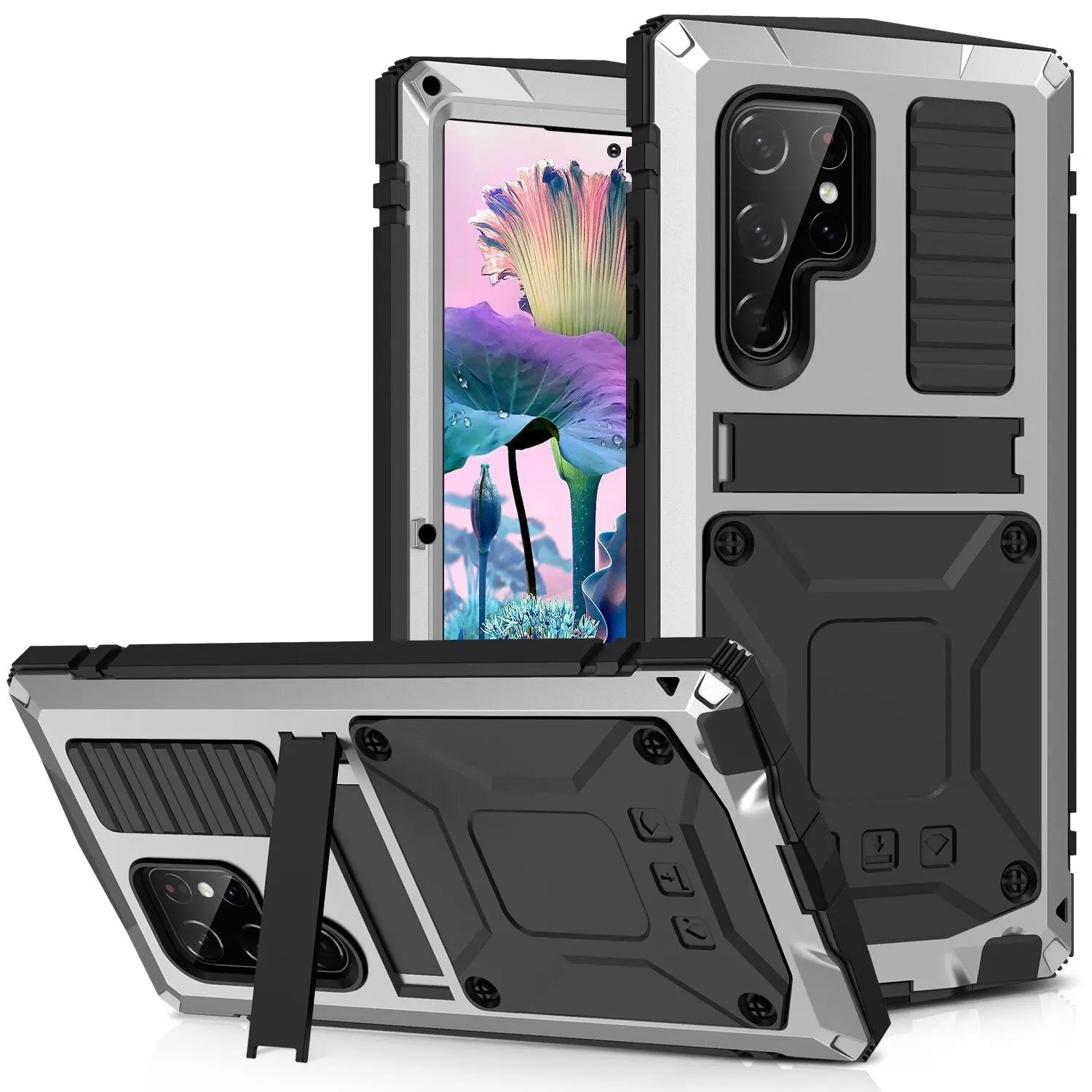 Robuster 360°-Komplettschutz aus Metall in Militärqualität für Samsung S23 Ultra