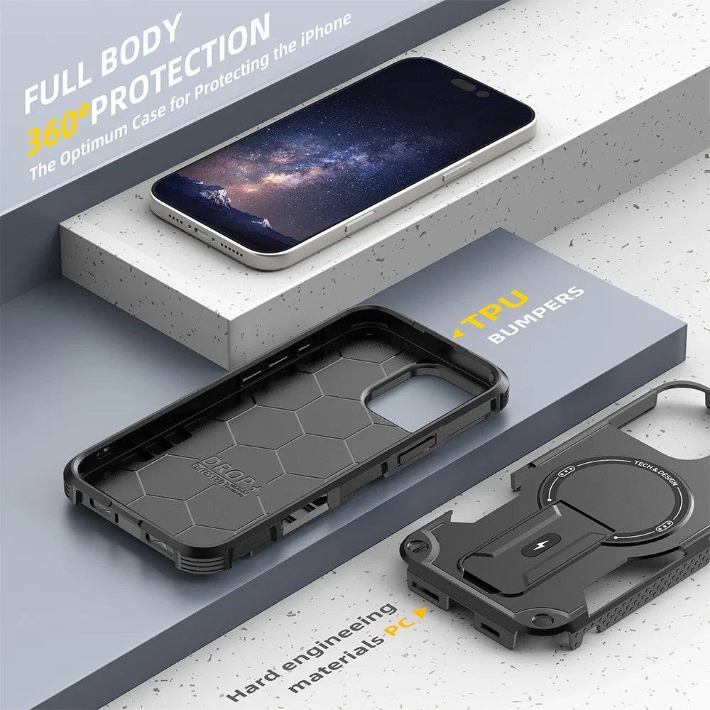 Armor MagSafe iPhone Kickstand Magnetische Stoßsichere Hülle