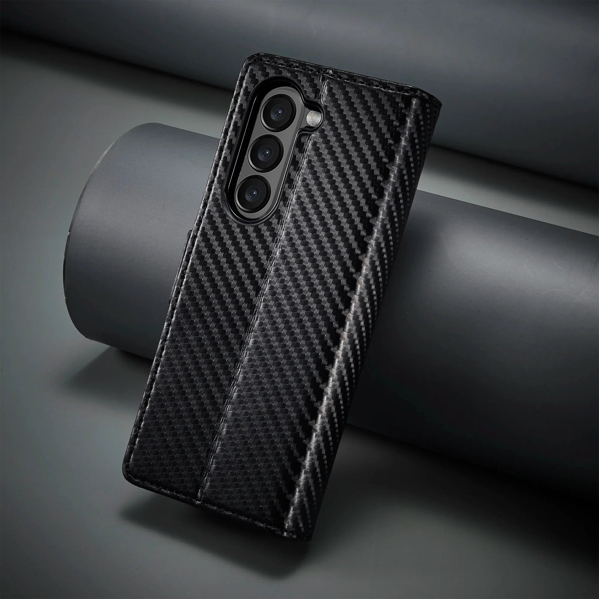 Carbon Fiber Samsung Z Fold Magnetische Flip Cover Geldbörse Hülle