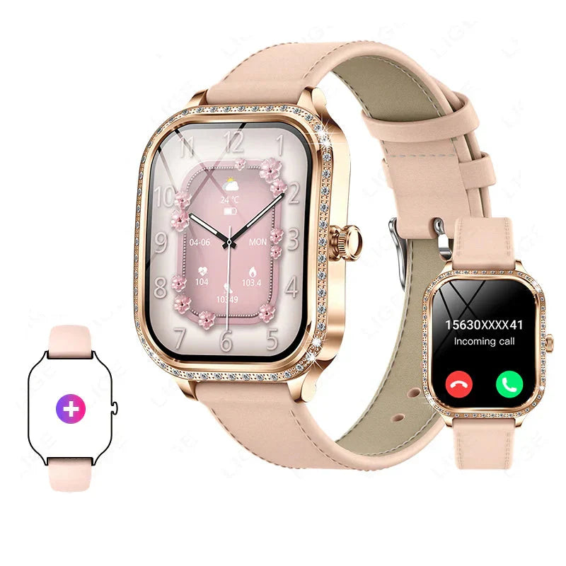 Stylische wasserdichte Smartwatch für Frauen mit Fitness-Tracking & Bluetooth-Anruffunktion