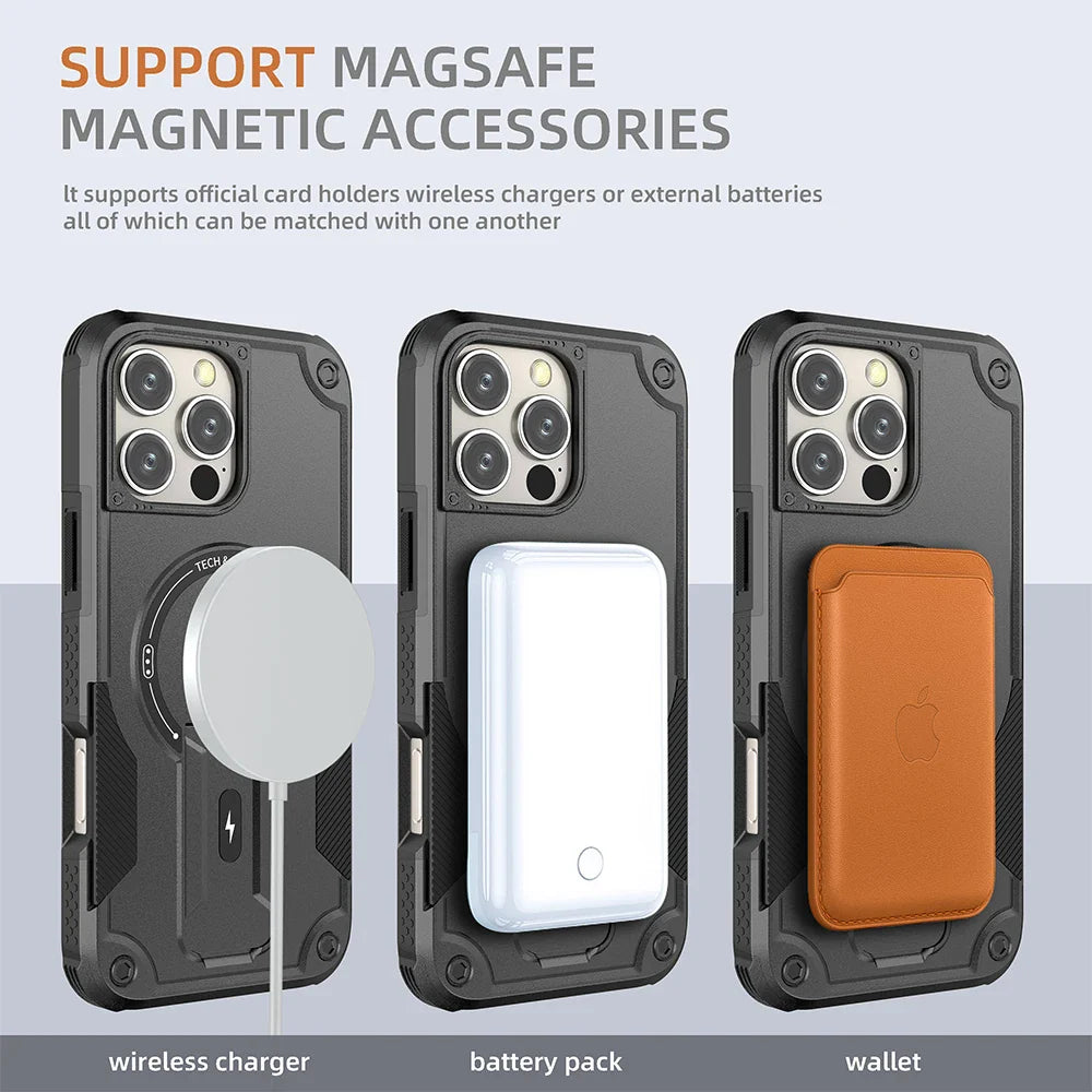 Armor MagSafe iPhone Kickstand Magnetische Stoßsichere Hülle