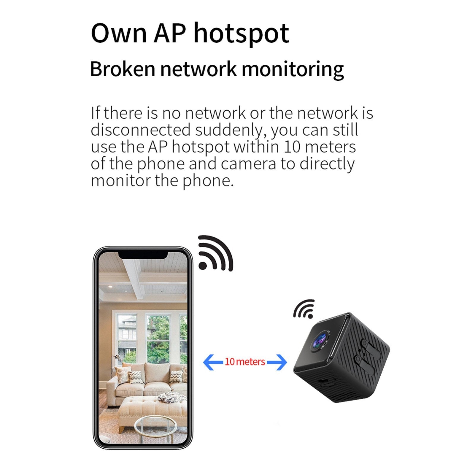 1080P Smart Home Sicherheitskamera mit Nachtsicht, 4-64GB Speicher, iWFCam App Steuerung