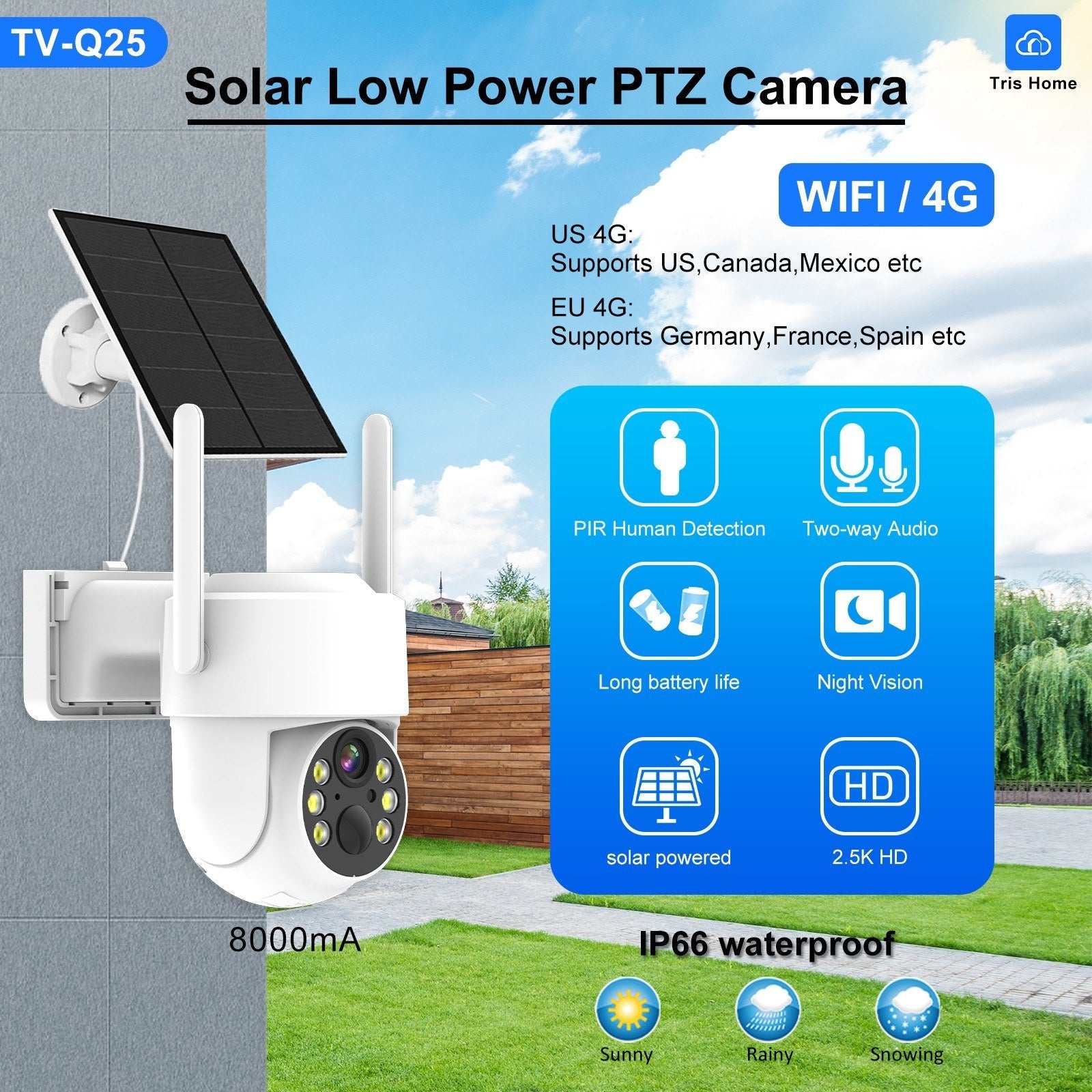 4MP Solar-betriebene WiFi Sicherheitskamera mit niedrigem Energieverbrauch
