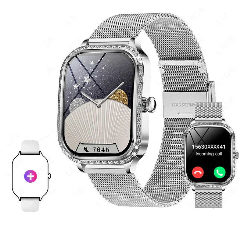 Stylische wasserdichte Smartwatch für Frauen mit Fitness-Tracking & Bluetooth-Anruffunktion