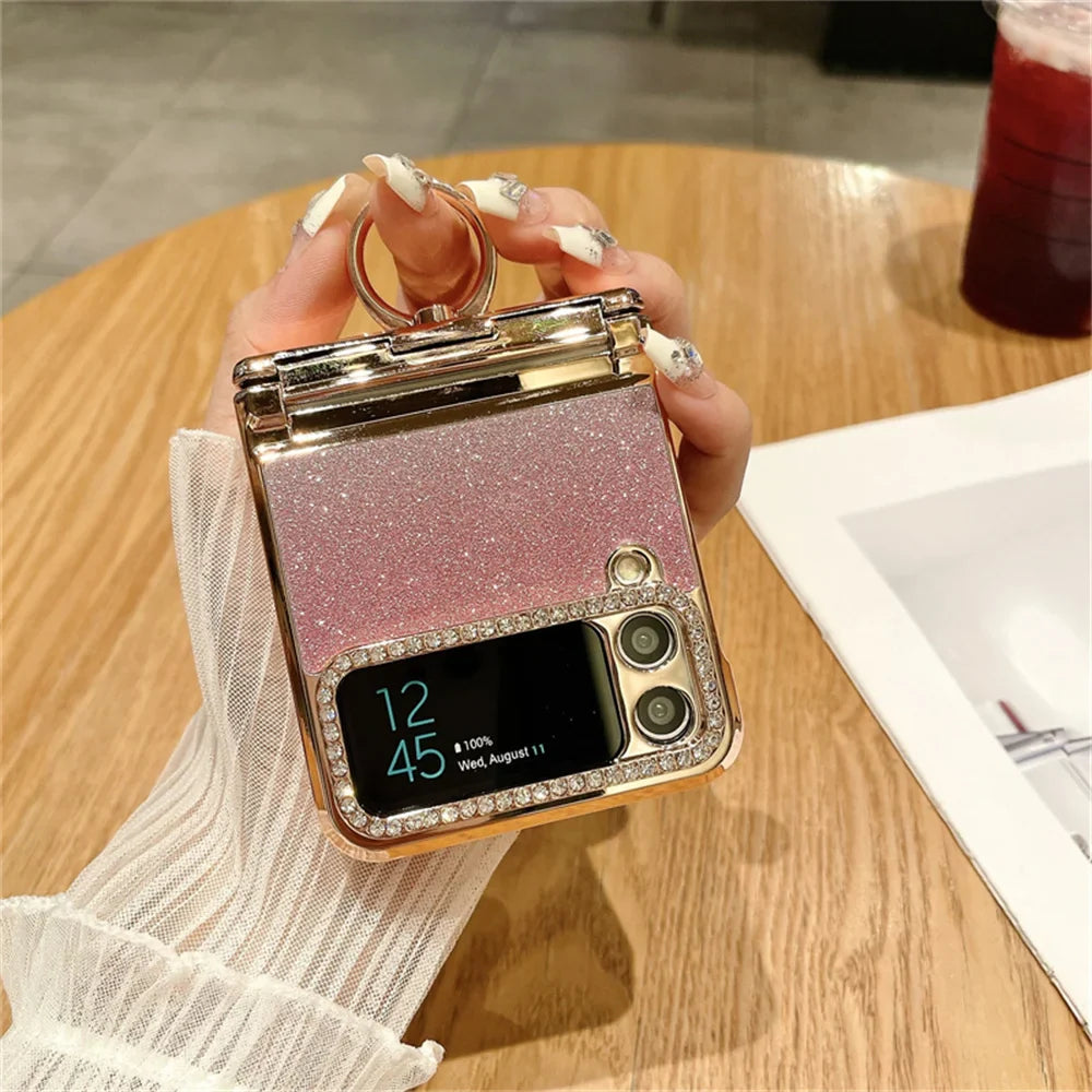 Gradient Glitter Diamond Samsung Z Flip Ring Halter Hülle