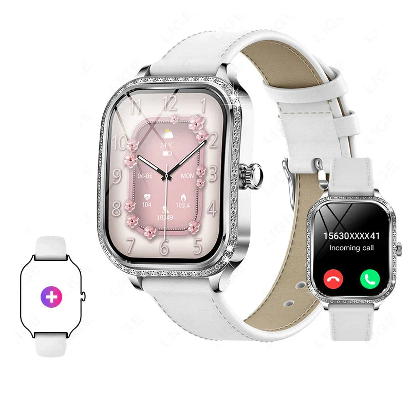Stylische wasserdichte Smartwatch für Frauen mit Fitness-Tracking & Bluetooth-Anruffunktion