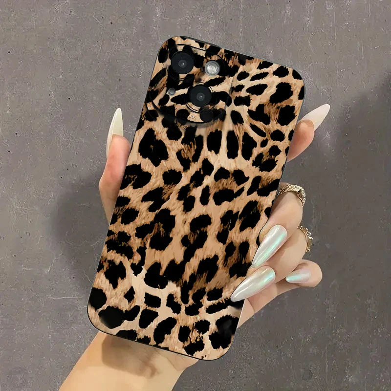 Leopard-Print-Muster iPhone Stoßfeste Weiche Silikonhülle