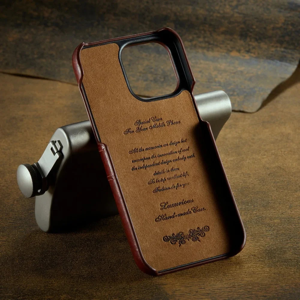 Leder iPhone 16/15/14 Rückseitenhülle Kartenhalter Case