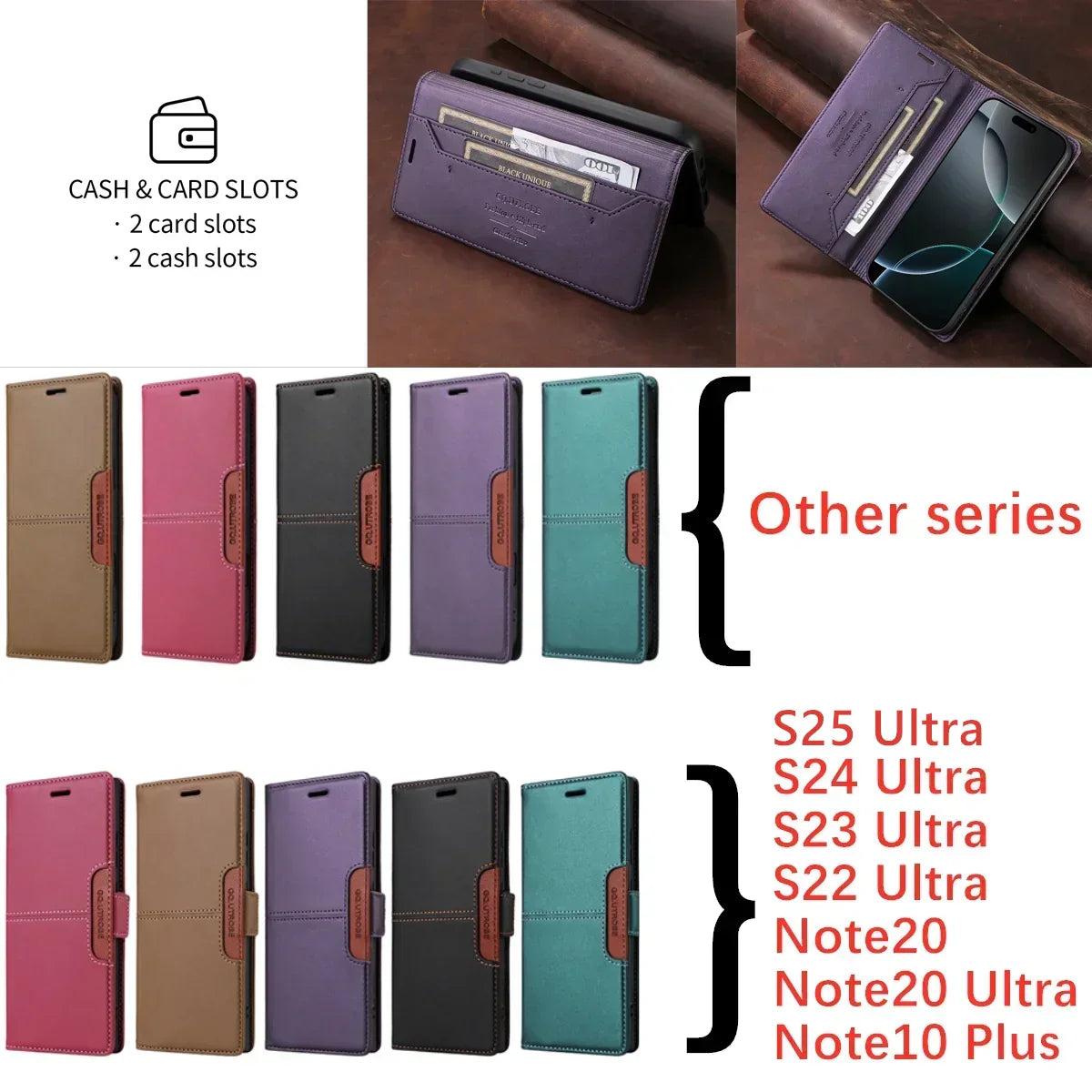 RFID Flip Leder Samsung S25/S24/S23 Magnetische Brieftaschenhülle