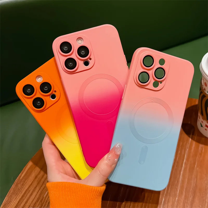 Stoßsicheres Farbverlauf-Silikon iPhone MagSafe Wireless Charging Case