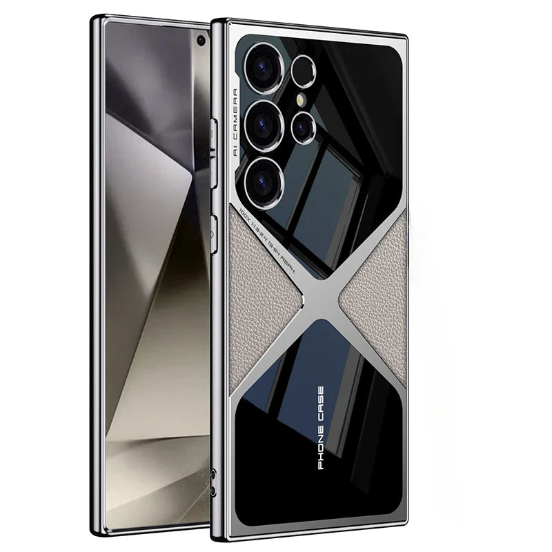 Stoßfeste Leder-Handyhülle für Samsung Galaxy