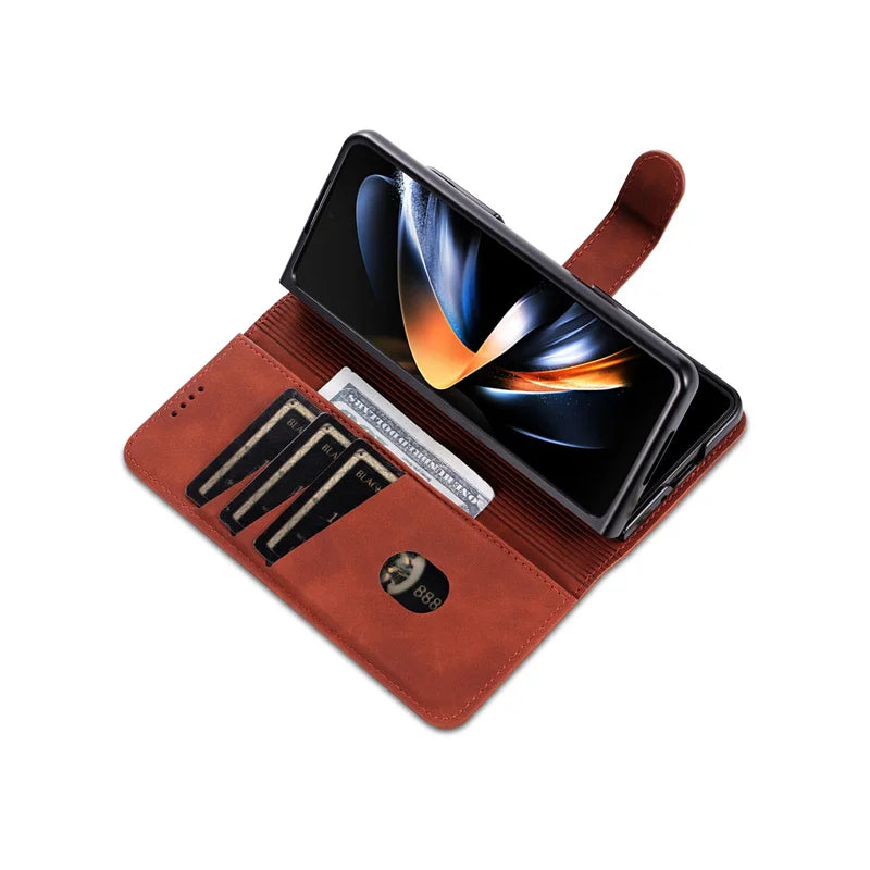 Leder Flip Cover Samsung Z Fold Magnetische Brieftasche Hülle