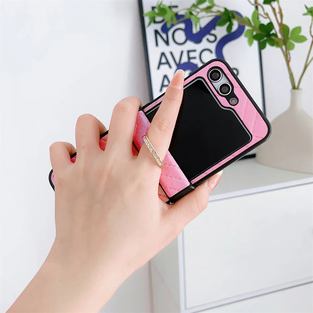 Gradient Leder Samsung Z Flip Ring Halter Etui
