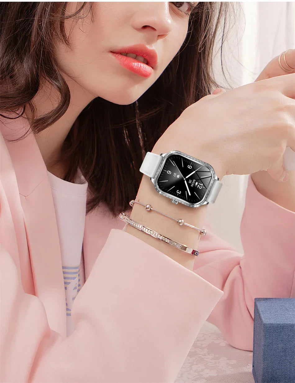 Stylische wasserdichte Smartwatch für Frauen mit Fitness-Tracking & Bluetooth-Anruffunktion