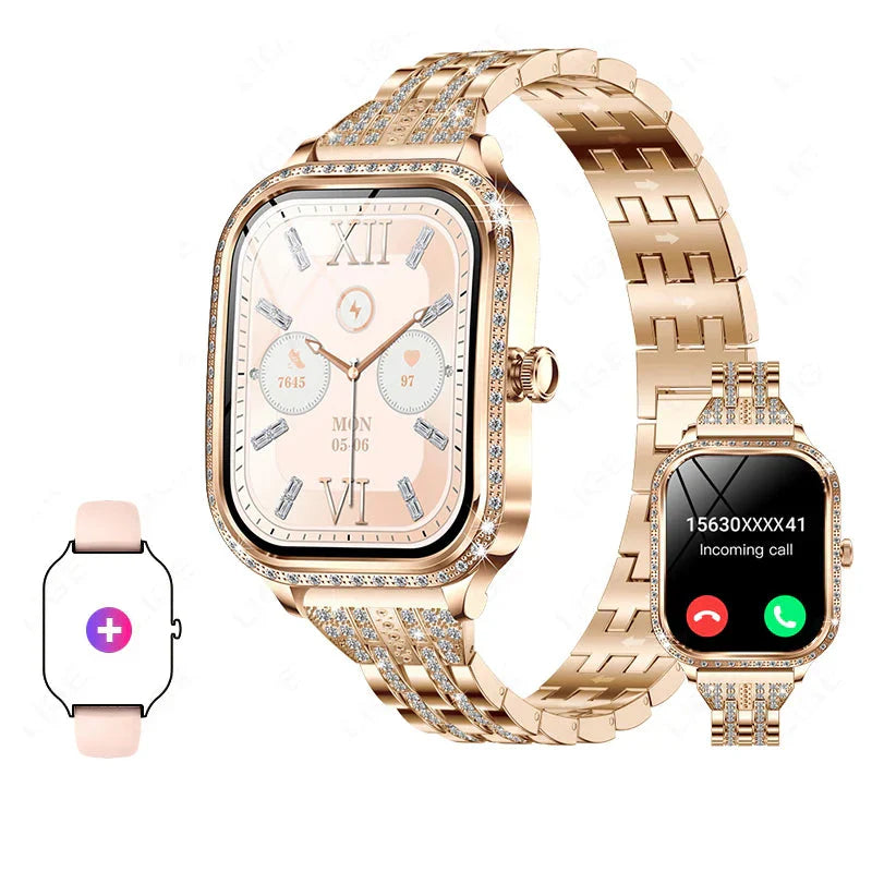 Stylische wasserdichte Smartwatch für Frauen mit Fitness-Tracking & Bluetooth-Anruffunktion