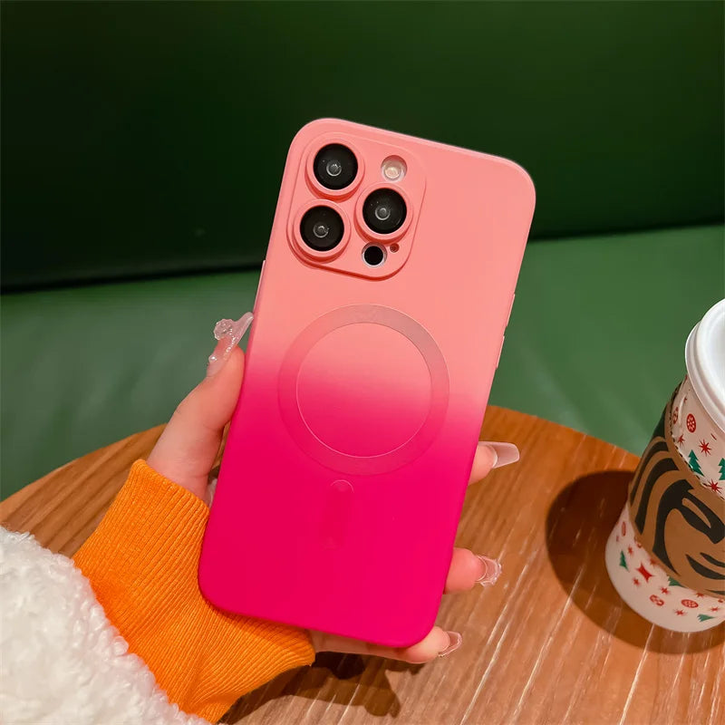 Stoßsicheres Farbverlauf-Silikon iPhone MagSafe Wireless Charging Case