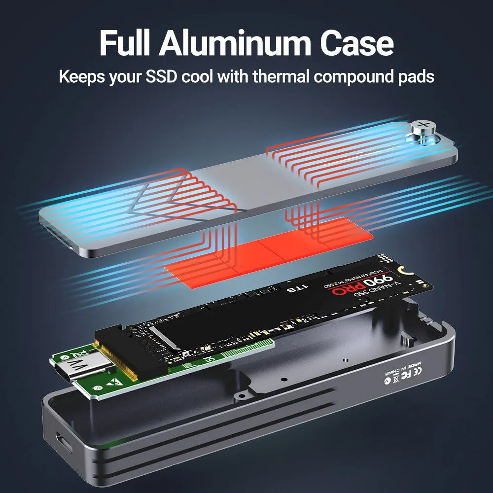 AlumSwift | M.2 NVMe/SATA SSD Gehäuse | USB 3.2 Gen 2 | Aluminium Gehäuse.