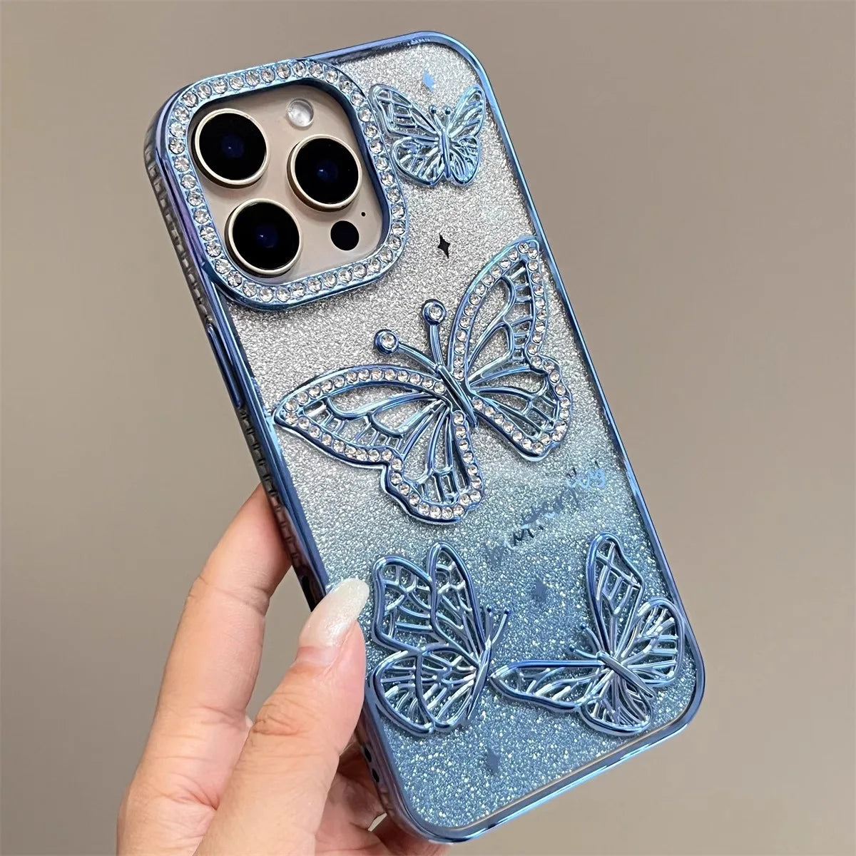 Weiches Silikon Diamant Schmetterling Transparent Plating Hülle für iPhone