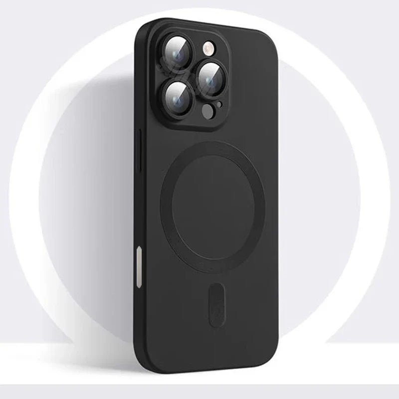 Luxuriöse matte schwarze MagSafe iPhone-Hülle