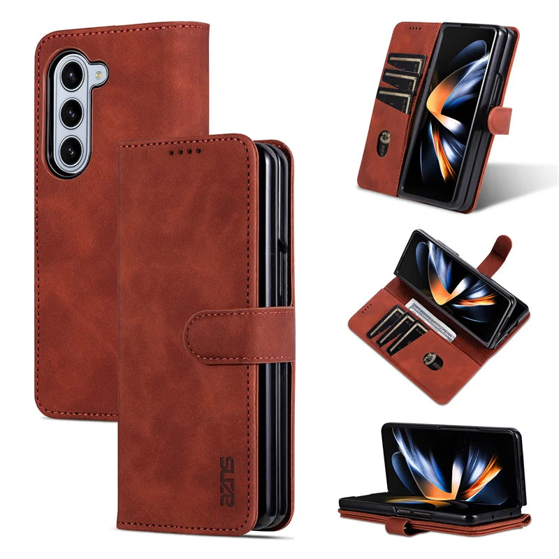 Leder Flip Cover Samsung Z Fold Magnetische Brieftasche Hülle