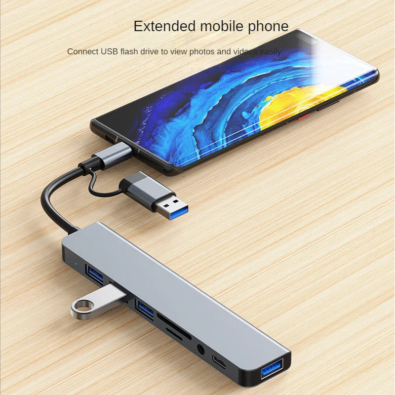 USB-C Dockingstation | Multiport-Adapter | USB 3.0 | SD/TF-Kartenleser | Audioausgang