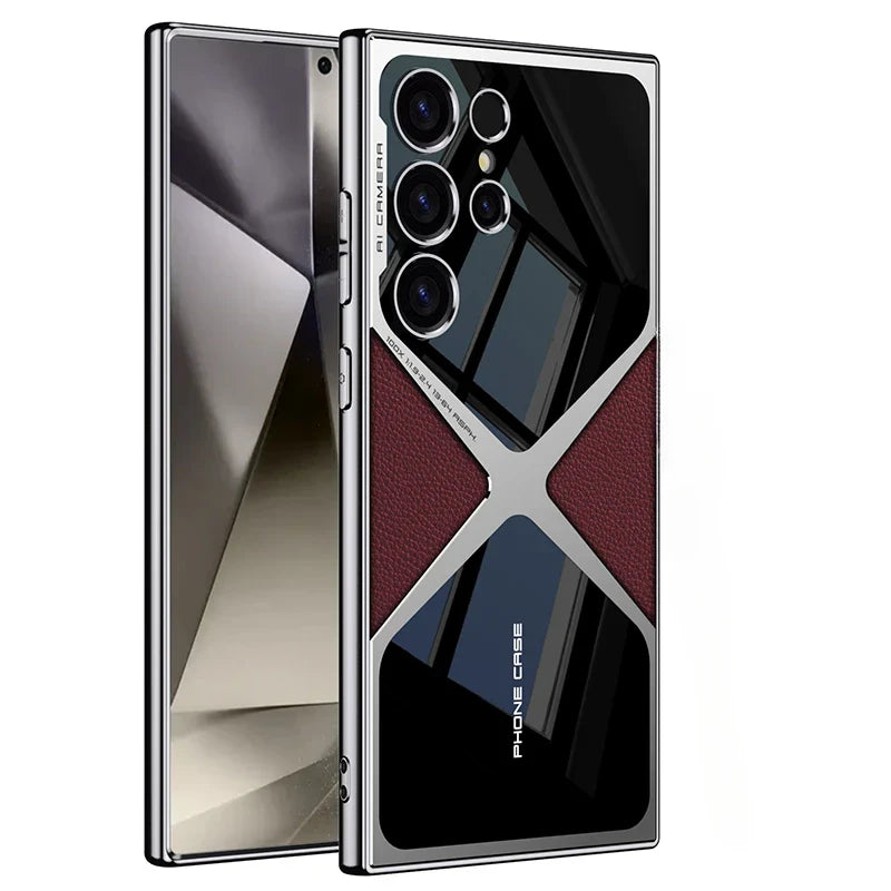 Stoßfeste Leder-Handyhülle für Samsung Galaxy
