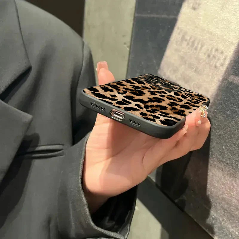 Leopard-Print-Muster iPhone Stoßfeste Weiche Silikonhülle