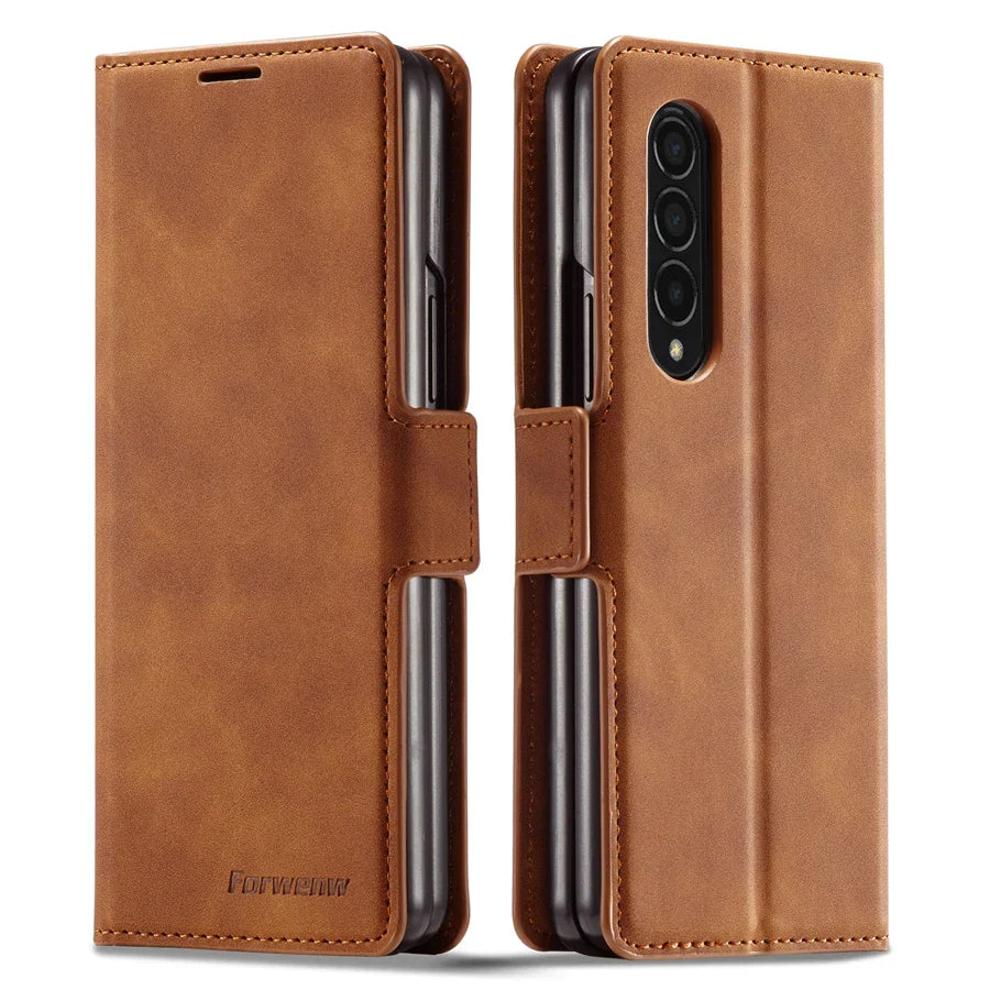 Magnetische Flip-Abdeckung Samsung Z Fold Leder Geldbörse Hülle