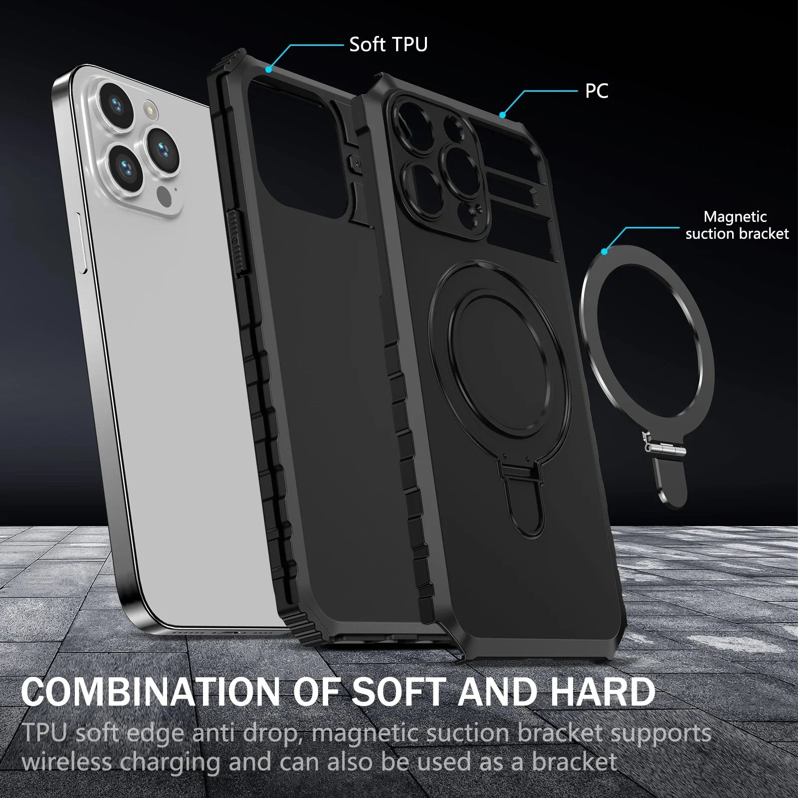 MagSafe iPhone 16/15 Ring Halter Magnetische Stoßfeste Hülle