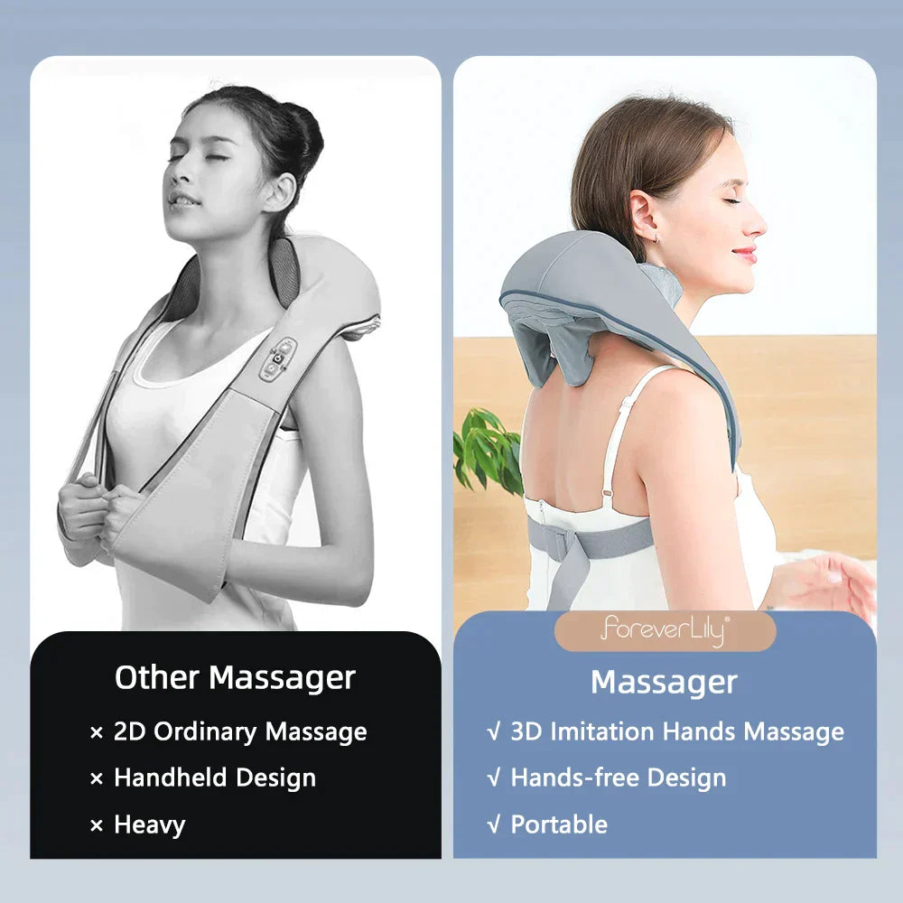 Tragbares Massagegerät mit Wärme für gezielte Nacken- und Schultermassage