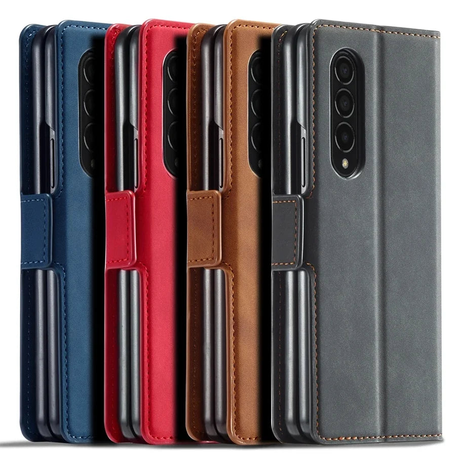 Magnetische Flip-Abdeckung Samsung Z Fold Leder Geldbörse Hülle