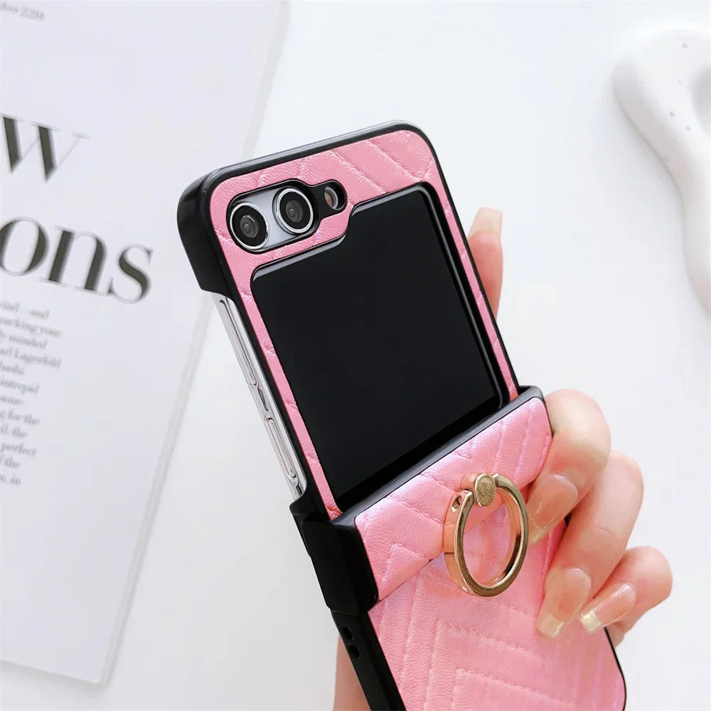 Gradient Leder Samsung Z Flip Ring Halter Etui