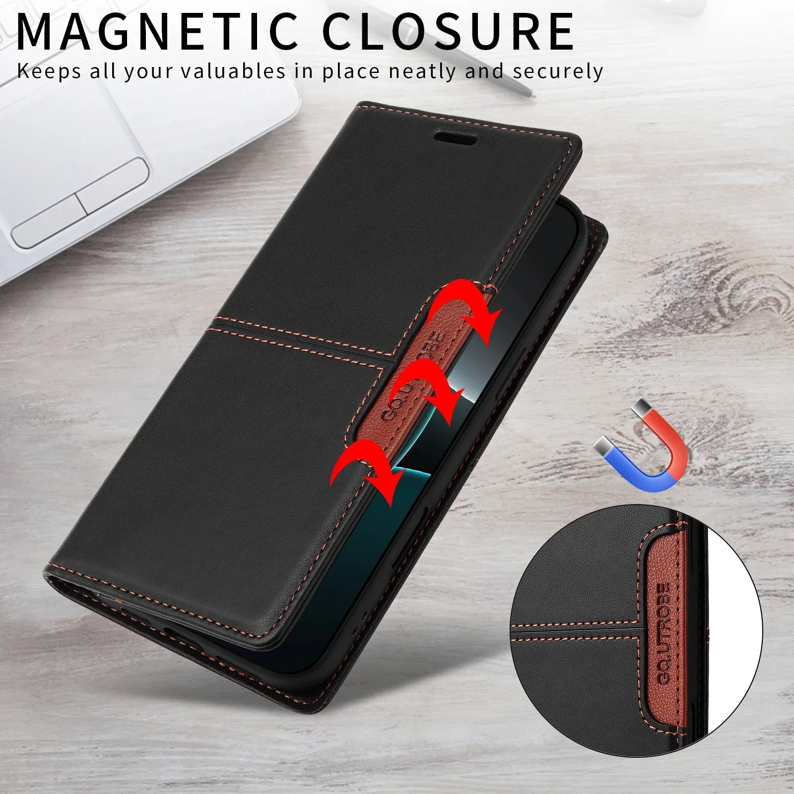 RFID Flip Leder Samsung S25/S24/S23 Magnetische Brieftaschenhülle