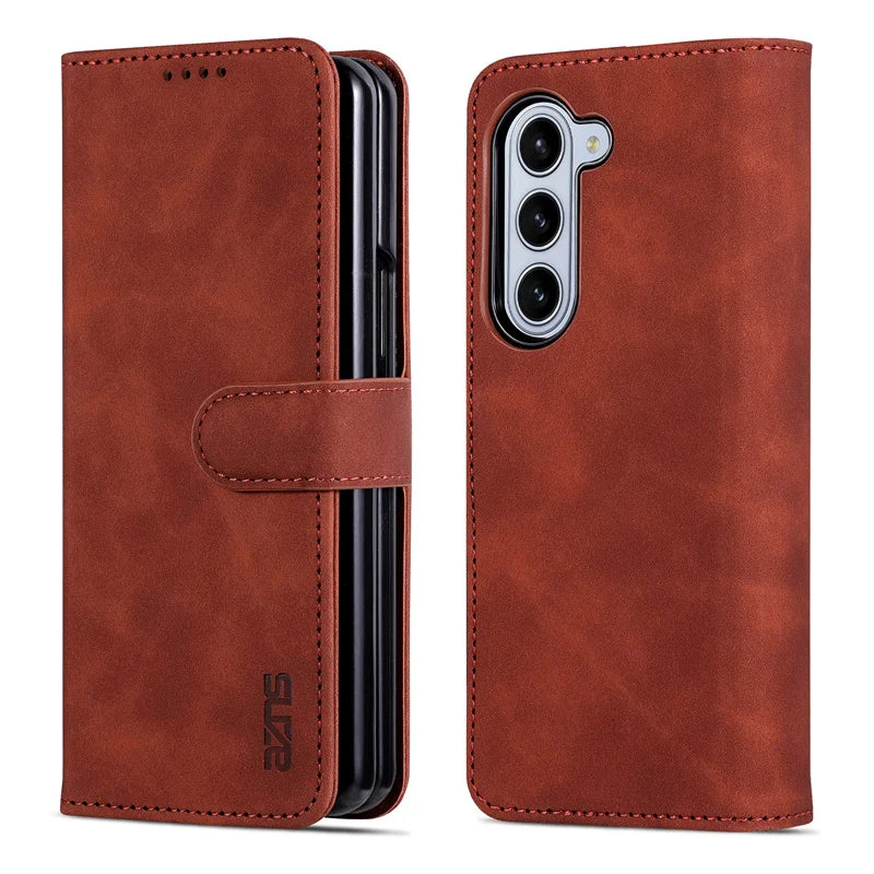 Leder Flip Cover Samsung Z Fold Magnetische Brieftasche Hülle