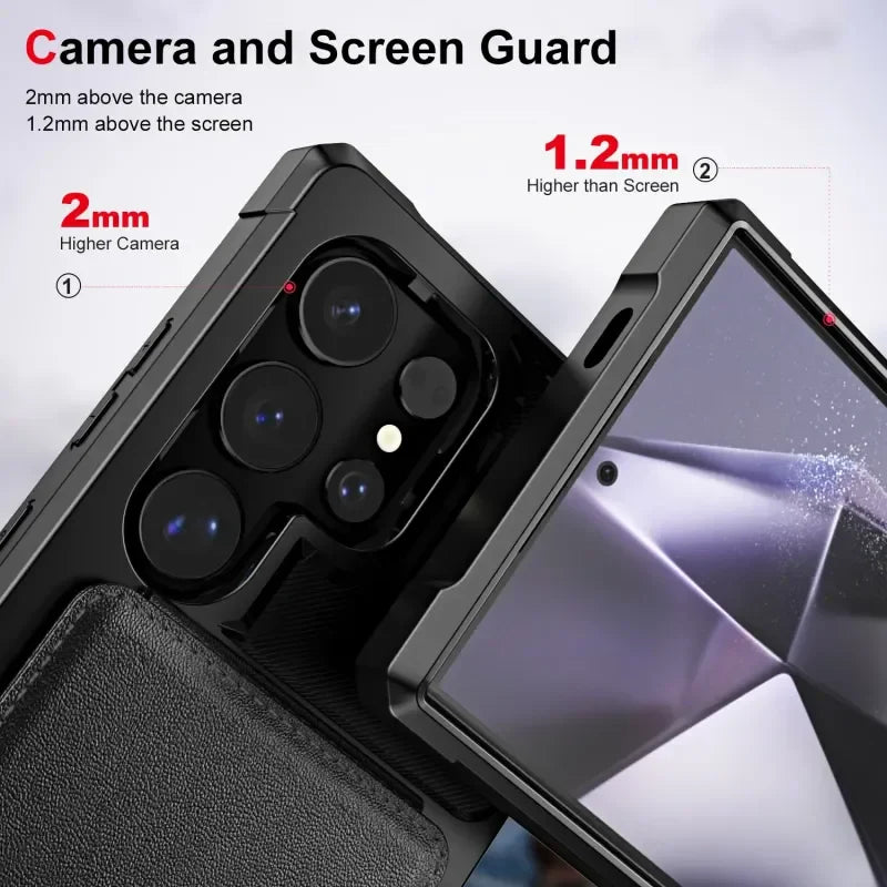 Plus Leder Flip-Karten Wallet Telefonhülle für Samsung
