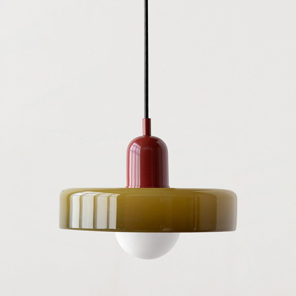 Bauhaus Pendelleuchte aus Farbglas