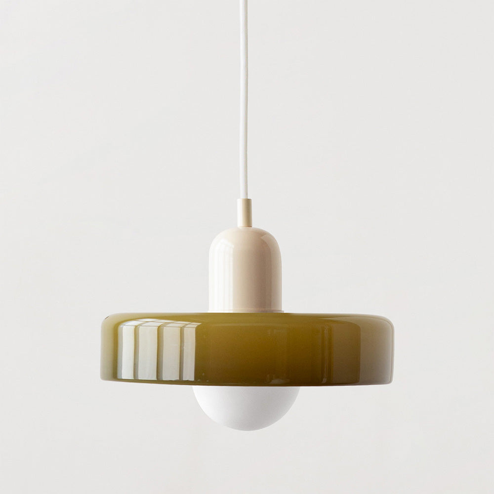 Bauhaus Pendelleuchte aus Farbglas
