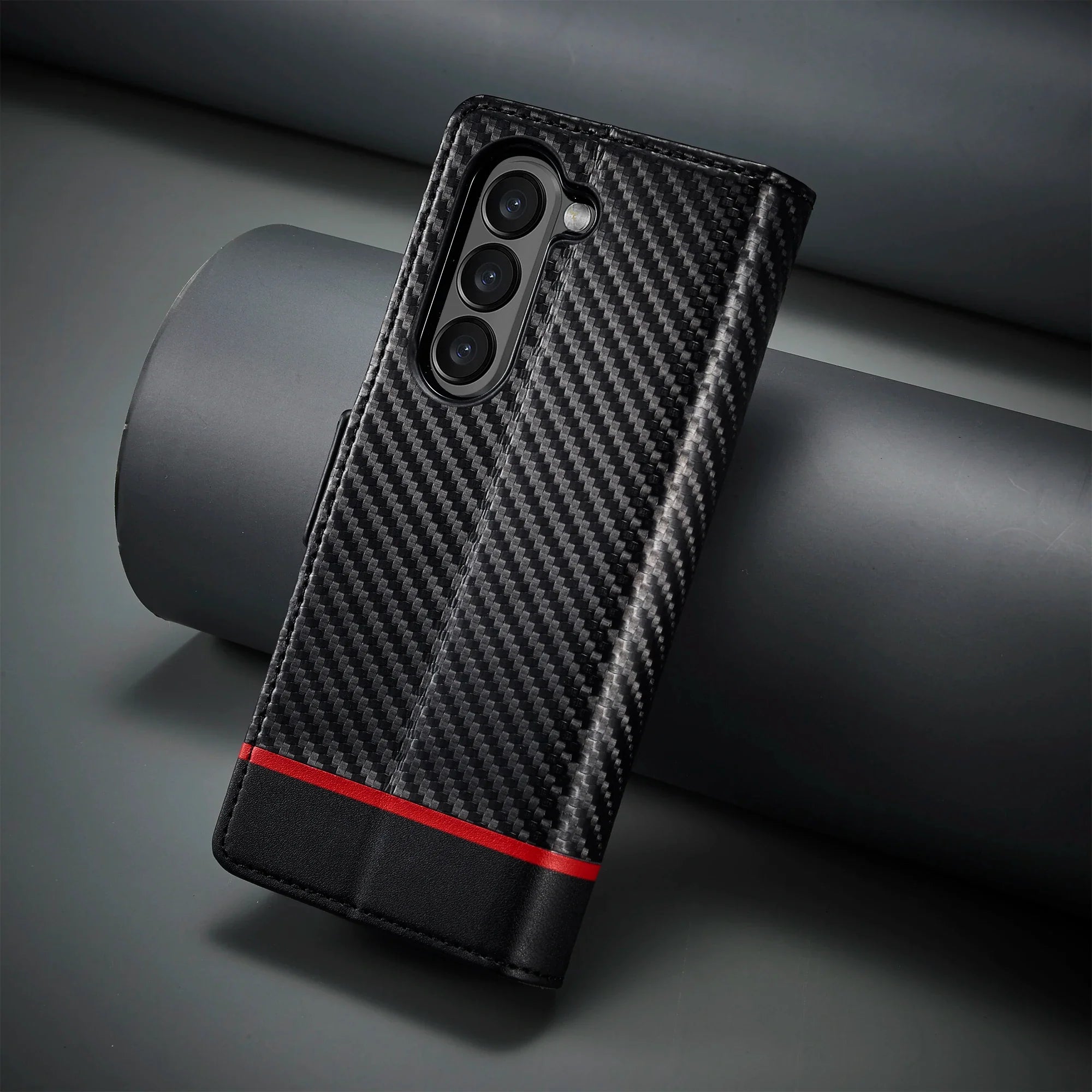 Carbon Fiber Samsung Z Fold Magnetische Flip Cover Geldbörse Hülle