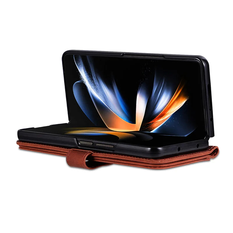 Leder Flip Cover Samsung Z Fold Magnetische Brieftasche Hülle