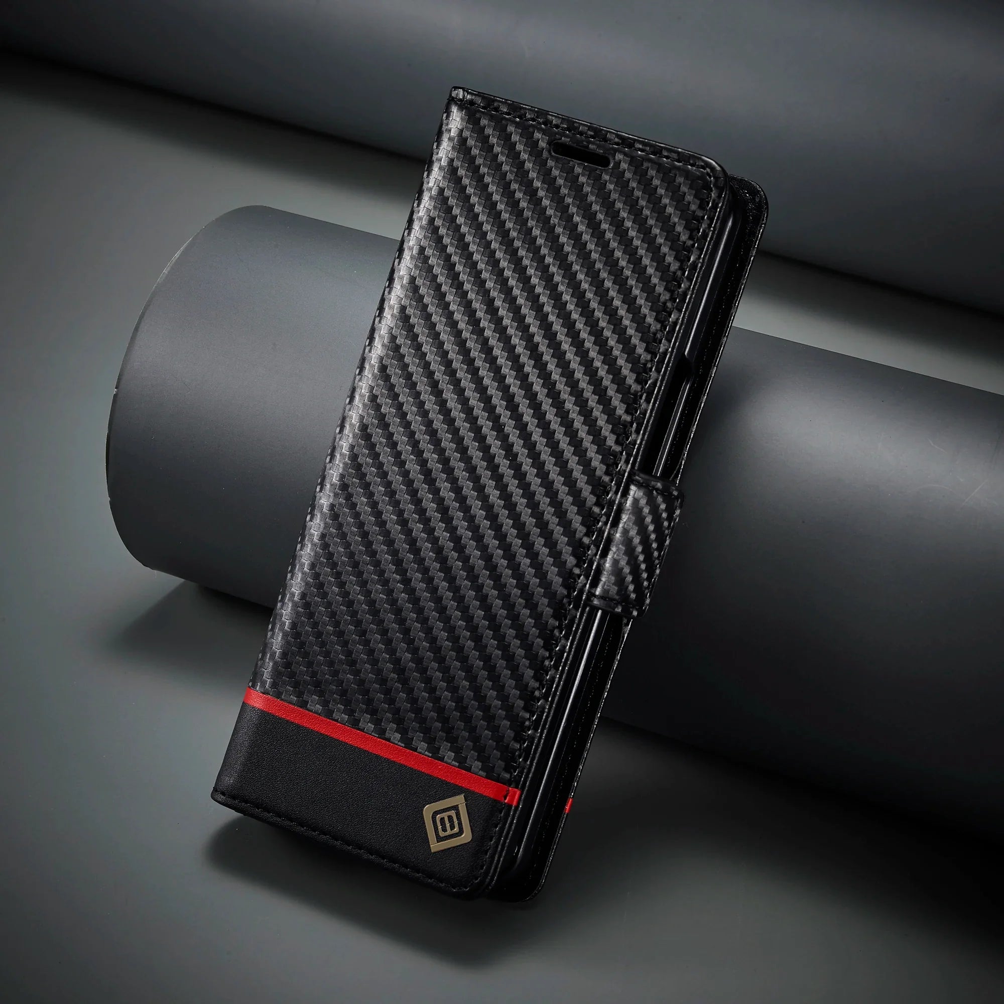 Carbon Fiber Samsung Z Fold Magnetische Flip Cover Geldbörse Hülle