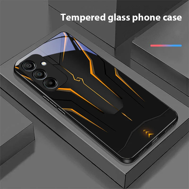 Mechanisches Cool Gelb Tempered Glass Case für Samsung