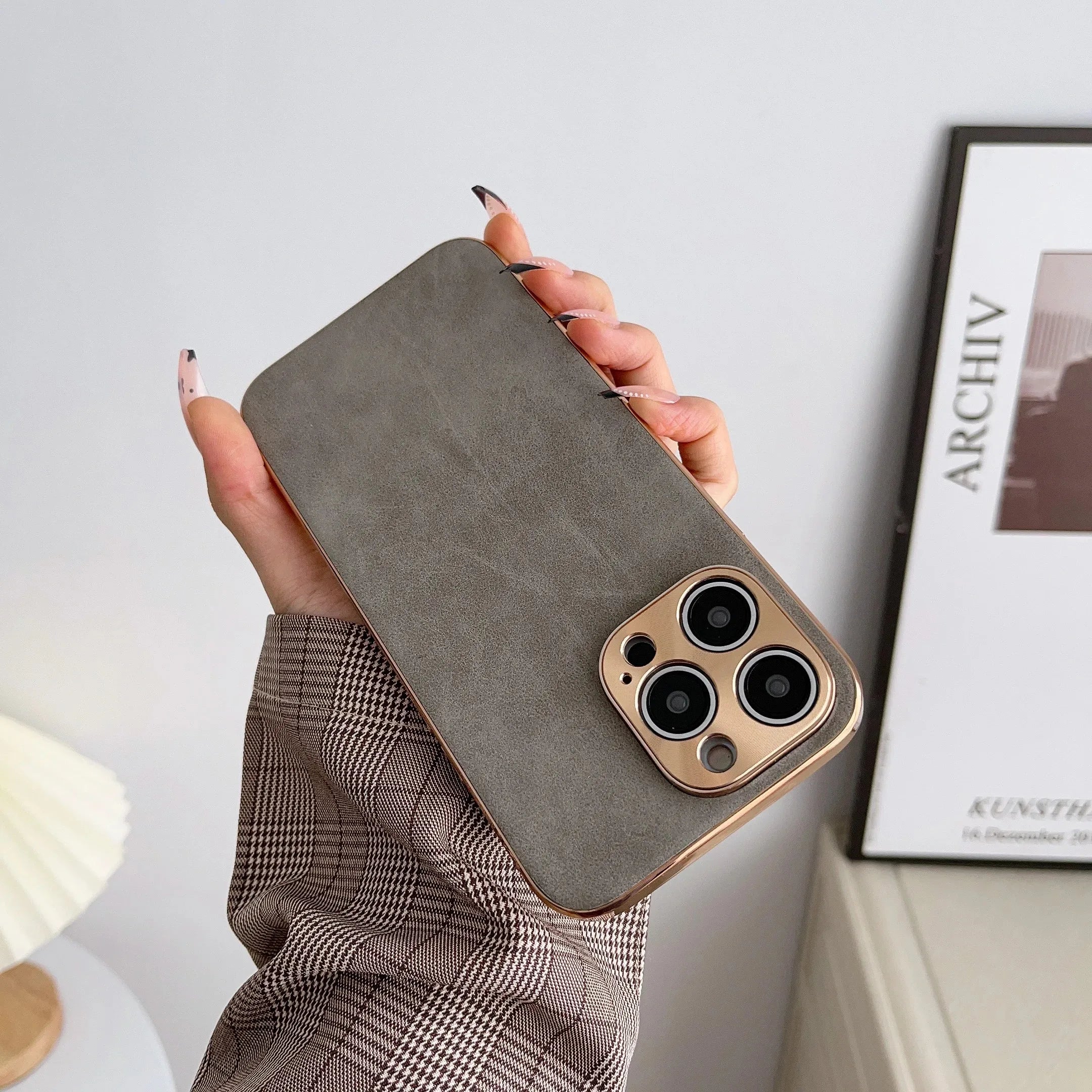 Luxus-Leder elektroplattierter Handyhülle für iPhone