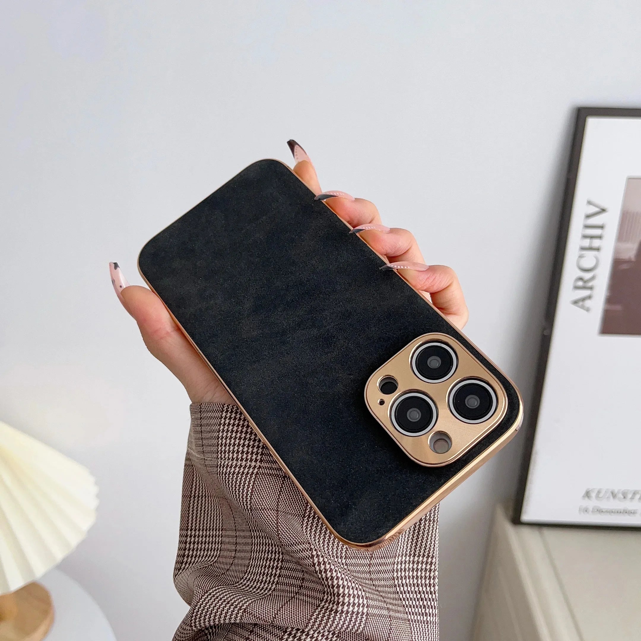 Luxus-Leder elektroplattierter Handyhülle für iPhone