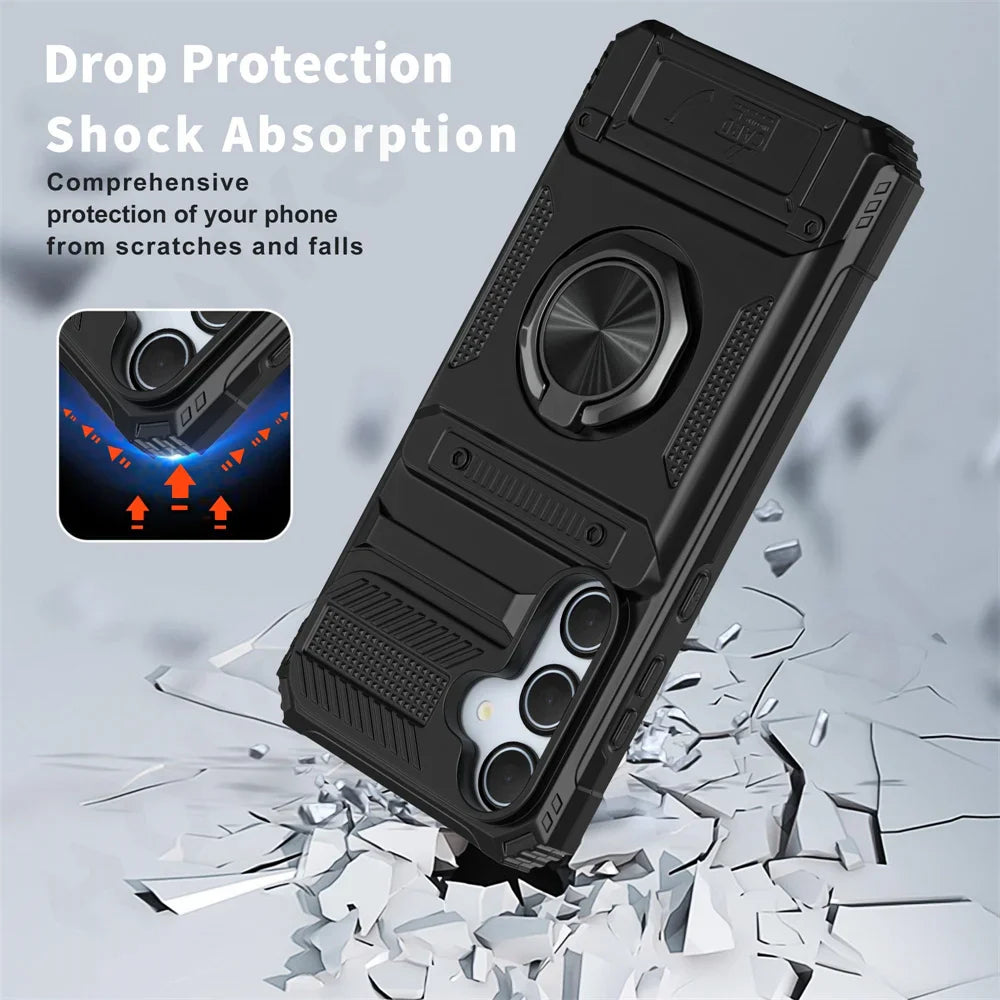 Stoßfeste Samsung Kartenhalterhülle mit magnetischem Ringhalter